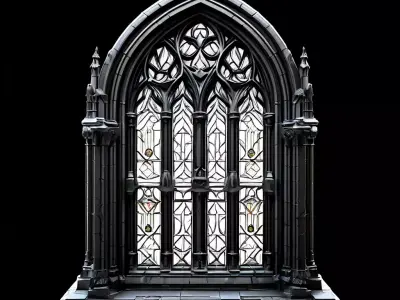 Gothic Arch Window Stained Glass Low-poly 3D model purchase