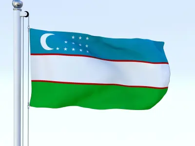 Animated Uzbekistan Flag Low-poly 3D model