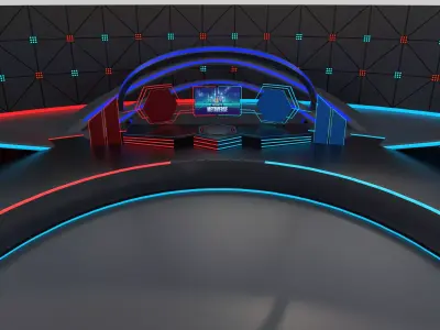 Neon Stage   Sci-Fi Performance and Event Platform Low-poly 3D model