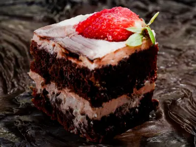 Chocolate Whipped Cream Cake with Strawberries 3D model