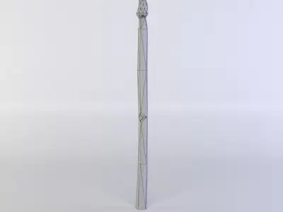 Torch wooden stick with bird Low-poly 3D model