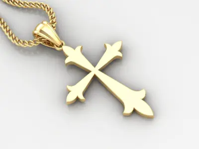 Light Gold 18K Cross Pendant 1CP002 3D print model