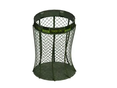 Green open street garbage dust bin Low-poly 3D model