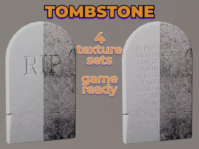 Cemetery Tombstone RIP signature dirty old Low-poly 3D model
