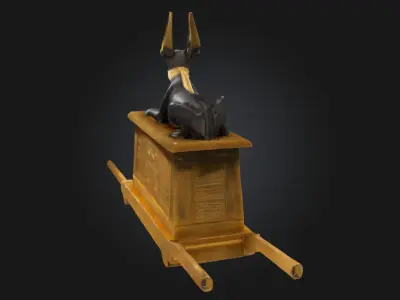 Anubis Statue on Sled Ceremonial Deity Model  3D model