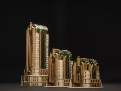 FANTASY ART DECO ARCHITECTURE CLASSIC 04 Low-poly 3D model