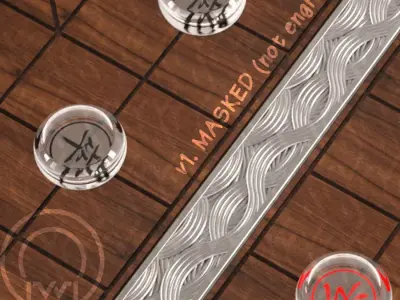 Chess Chinese XiangQi Glass Crystal MASKED and ENGRAVED 3D model