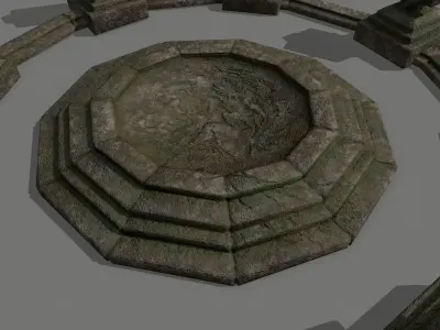 temple 1 stone circle with stones Low-poly 3D model