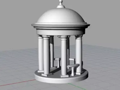besedka gazebo with columns and benches 3D model