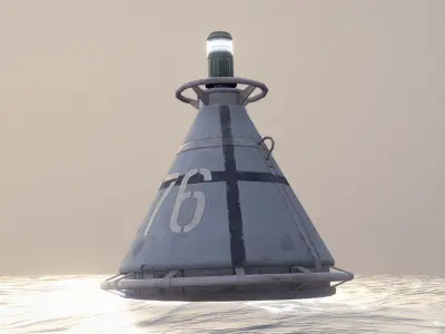 Buoy River RB-4-01 Left Danger Mark Low-poly 3D model