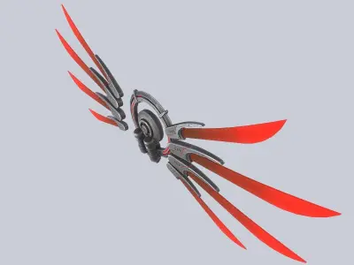 Sci fi wings Low-poly 3D model