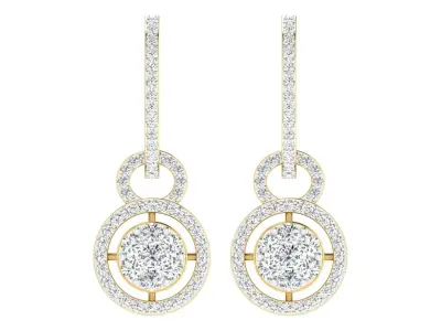 Light Weight Yellow Gold Diamond Earring  -ER-2198 3D print model