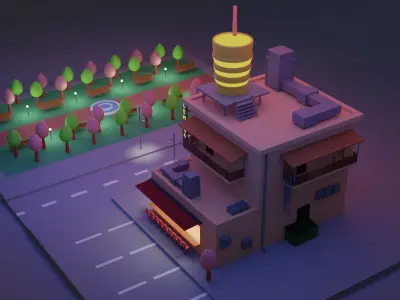 lemonade city ready for animation Low-poly 3D model