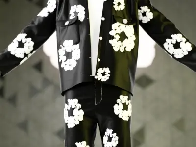 Denim Tears Jean Outfit Low-poly 3D model