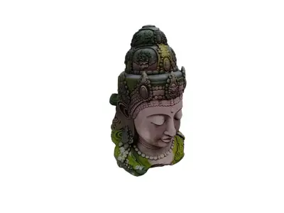 Mossy Buddha Head Statue 3D model