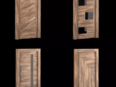Interior-exterior Wooden Door 3D model 4