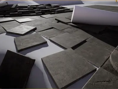 Concrete Tile Set Low-poly 3D model
