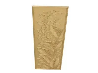 Modern Flower Relief Panel Wall Decor Set STL Mural CNC 381 3D model
