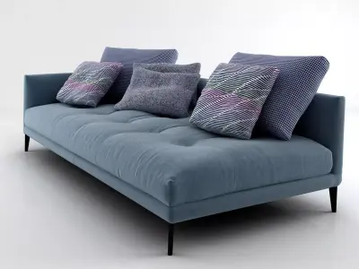 Coral sofa with pillows 3D model