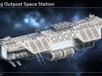 Trading Outpost Space Station Low-poly 3D model