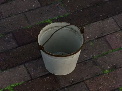 Rustic metal bucket Low-poly 3D model