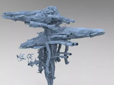 Cyberpunk asteroid base 1 3D model