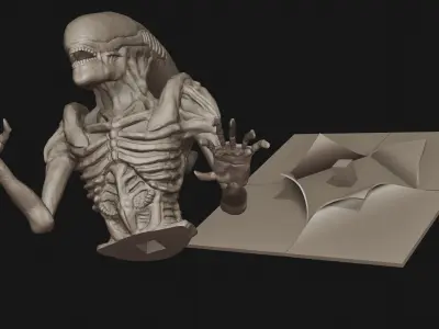 Alien Bust 3D print model