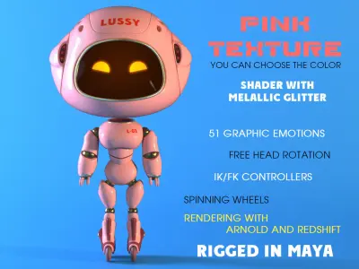 Robot Lussy - rigged character Low-poly 3D model