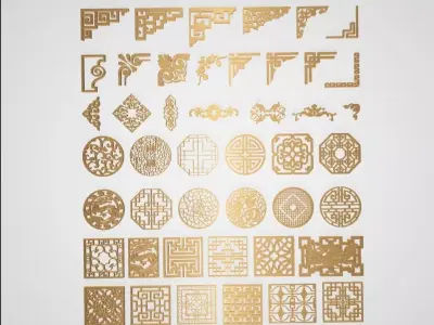 Chinese metal window carving 3D model