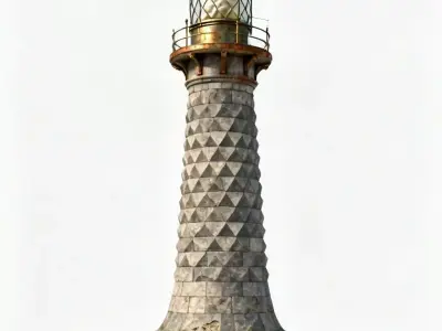 Classic Victorian Wave-Swept Lighthouse 3D Model Low-poly 3D model