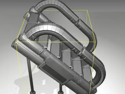 Futuristic Stairs - 12 - Basic Textures Low-poly 3D model