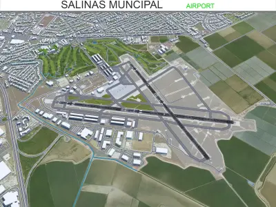 Salinas Muncipal Airport 10km Low-poly 3D model