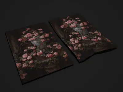 Medieval Pink Flower Tapestry Low-poly 3D model