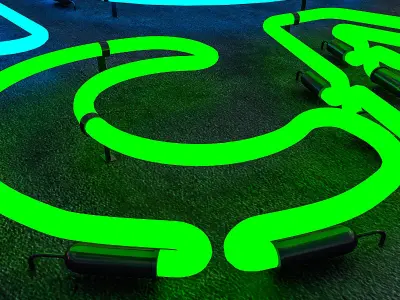 Cafe And Food Neon Sign Low-poly 3D model