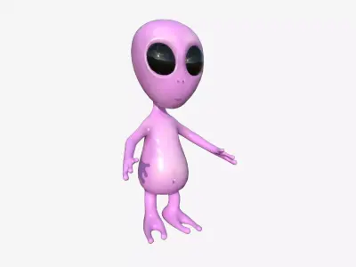 Cute Alien A09 Pink Black - Simple - Character Design Low-poly 3D model