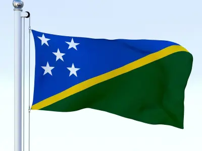 Animated Solomon Islands Flag Low-poly 3D model