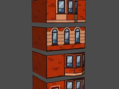 Cartoon Buildings Constructor Low-poly 3D model
