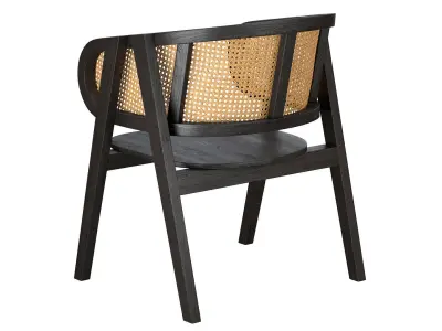 Black Modern wooden rattan chair  3D model