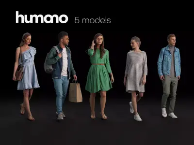 Humano 5-Pack - PEOPLE - DIVERSE - STREET - 5x 3D models 04B