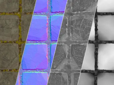 Stone Pavement PBR Material Texture