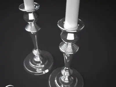 Candelbra 2 two silver candlesticks 3D model