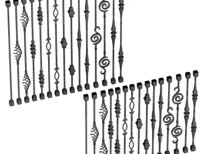 Wrought Iron Bundle No01 Railing 3D model