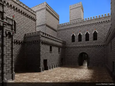 D Kit 00 Demon Castle Architecture Kit - Court Kit Low-poly 3D model