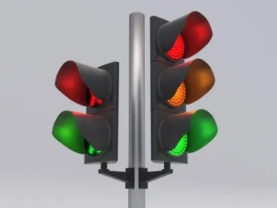 Traffic Light LED 1 Low-poly 3D model