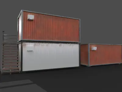 CONSTRUCTION SITE CONTAINER LIVING LOWPOLY PBR GAME READY  Low-poly 3D model