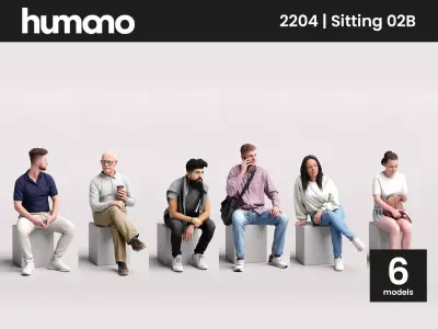 Humano 6-Pack - SITTING SEATED MAN WOMAN PEOPLE - 6x 3D models B purchase