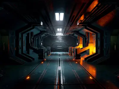Modular Sci-fi Corridor Kitbash - 3ds Max and UE5 3D model