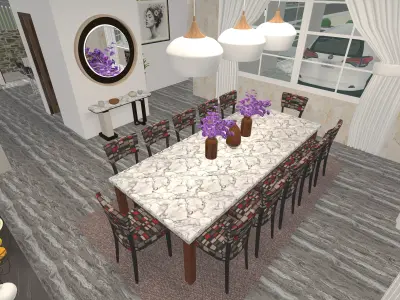 One Story 2 Bedroom House Design  3D model