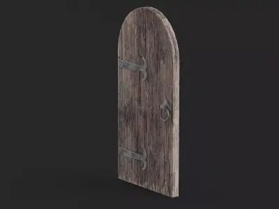 Medieval Door Arched 01 LowPoly Plus HP Mesh Low-poly 3D model