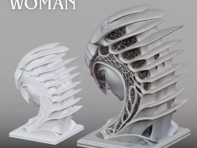 Futuristic Helmet Head STL Modern Sculpture Design 3D print model